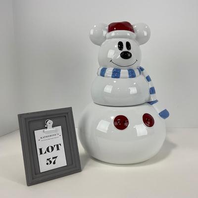 -57- COLLECTIBLE | Disney Mickey Mouse Snowman Christmas White | Cookie Jar