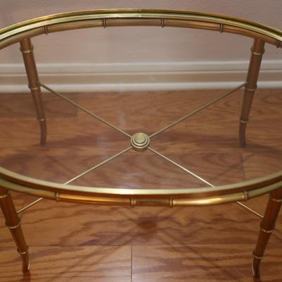 Mid-Century Oval Table with Glass Top