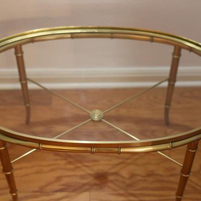 Mid-Century Oval Table with Glass Top