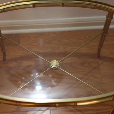 Mid-Century Oval Table with Glass Top