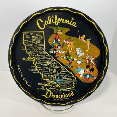-66- COLLECTIBLE | Vintage California Disneyland Round Black Metal Tray