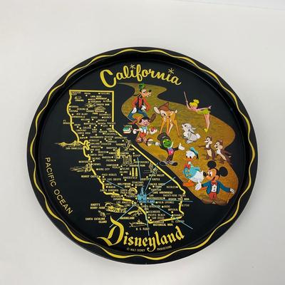 -66- COLLECTIBLE | Vintage California Disneyland Round Black Metal Tray