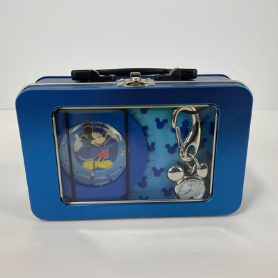 -68- WATCH | Blue Lunch Box With Pocket Watch & Clock