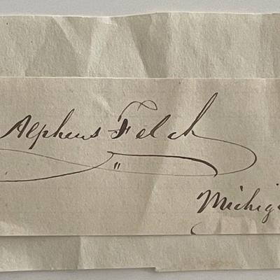 Former Governor of Michigan Alpheus Felch original signature