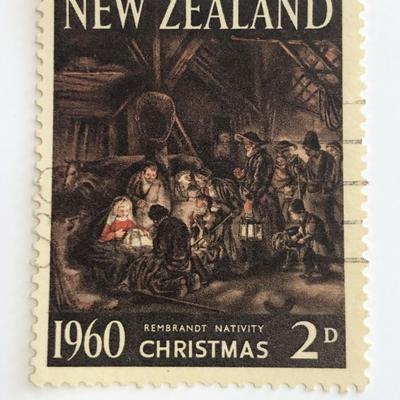 1960 New Zealand Rembrandt Christmas Stamp