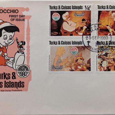 Turks & Caicos 1980 Pinocchio Souvenir First Day Cover