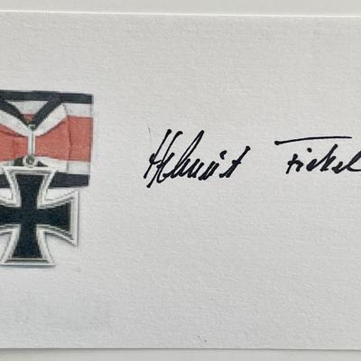 WW2 Oberleutnant Helmut Fickel signature cut