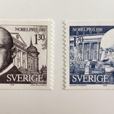 Sweden 1918 Nobel Prize Winners Planck and Haber set of 2 stamps