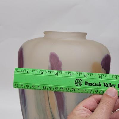 Huge Nouveau Art Glass vase. Handpainted by Reuven