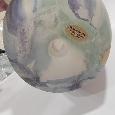 Huge Nouveau Art Glass vase. Handpainted by Reuven