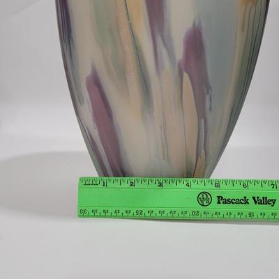 Huge Nouveau Art Glass vase. Handpainted by Reuven
