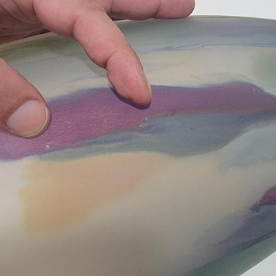 Huge Nouveau Art Glass vase. Handpainted by Reuven