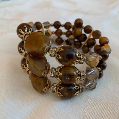 Three GEMSTONE Memory Wire Bracelets