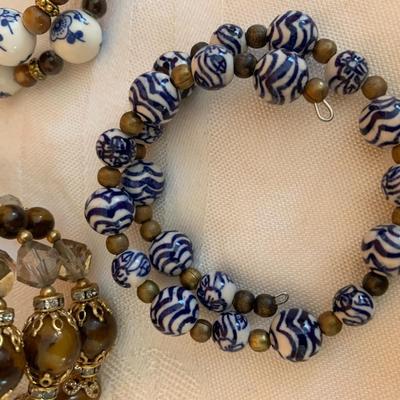 Three GEMSTONE Memory Wire Bracelets