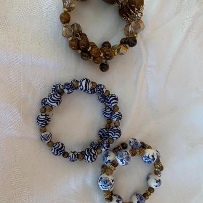 Three GEMSTONE Memory Wire Bracelets