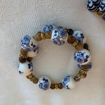 Three GEMSTONE Memory Wire Bracelets