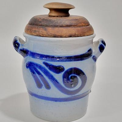 Antique German Salt Glazed covered crock