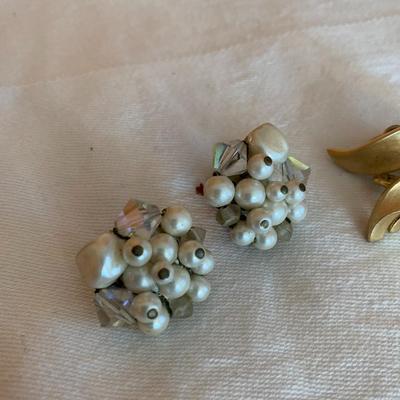 3 Pair vintage clip on earrings including Trifari