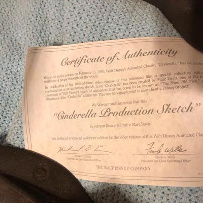 Marc Davis Cinderella Production Sketch Lithograph Print (With Certificate of Authenticity)