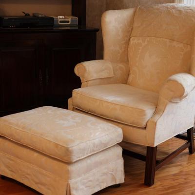 American Masterpiece Wing Back Chair w/ Ottoman (See Description)