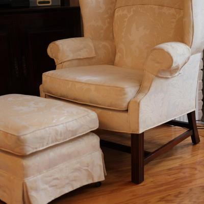 American Masterpiece Wing Back Chair w/ Ottoman (See Description)