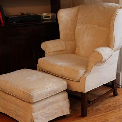 American Masterpiece Wing Back Chair w/ Ottoman (See Description)