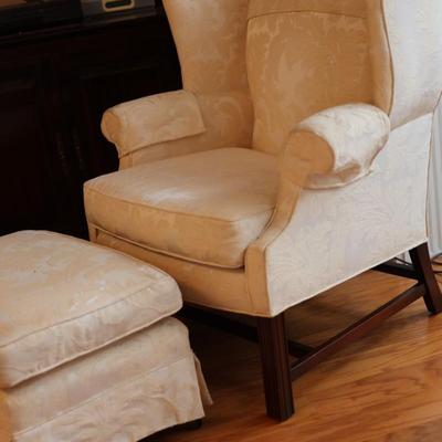 American Masterpiece Wing Back Chair w/ Ottoman (See Description)