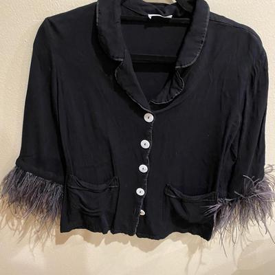 Sleeper shirt by Froztech. Feather trimmed sleeves. Size S