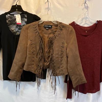 NEW Forever21 brown jacket, NEW black top, SM