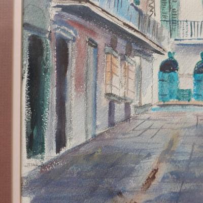 Original Nestor Fruges Watercolor Depicting New Orleans Street Scene