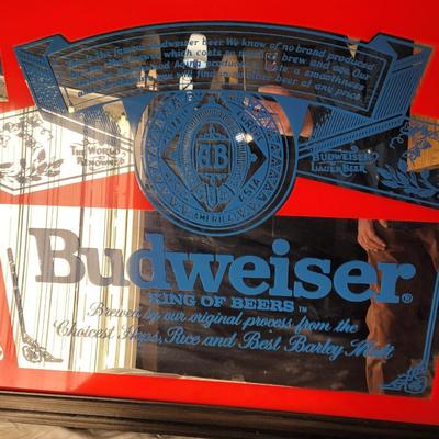 Metal Budweiser sign 33" x 26"
