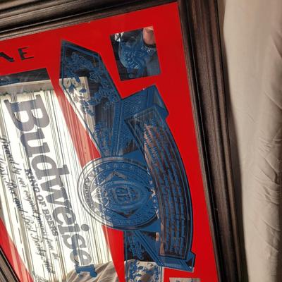 Metal Budweiser sign 33" x 26"
