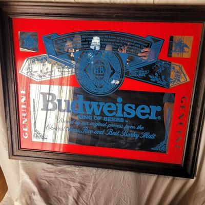 Metal Budweiser sign 33" x 26"