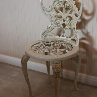 Vintage Rose Pattern Cast Iron Chair