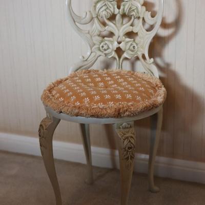 Vintage Rose Pattern Cast Iron Chair