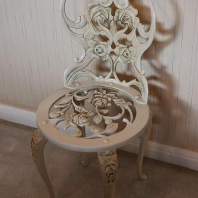 Vintage Rose Pattern Cast Iron Chair