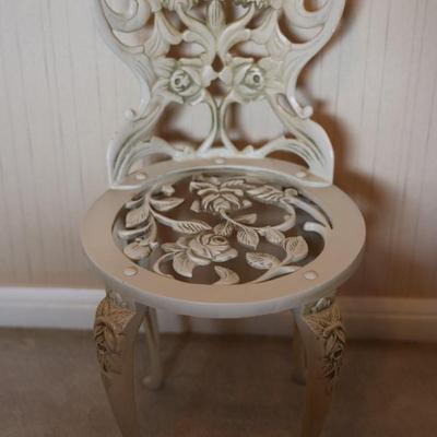 Vintage Rose Pattern Cast Iron Chair