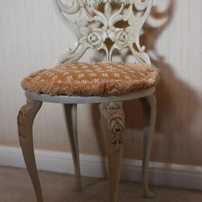 Vintage Rose Pattern Cast Iron Chair