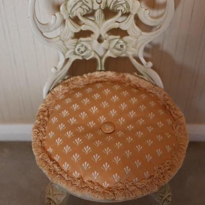 Vintage Rose Pattern Cast Iron Chair
