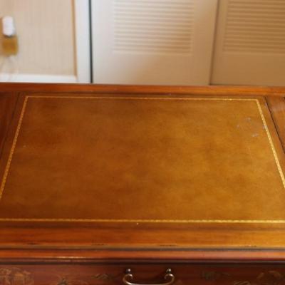 DREXEL Solid Wood Desk Painted Details Leather Top