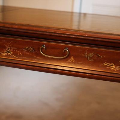 DREXEL Solid Wood Desk Painted Details Leather Top