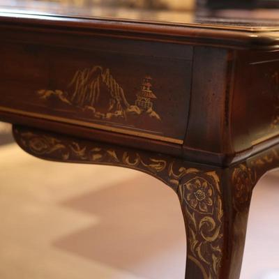 DREXEL Solid Wood Desk Painted Details Leather Top