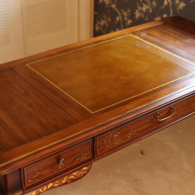 DREXEL Solid Wood Desk Painted Details Leather Top