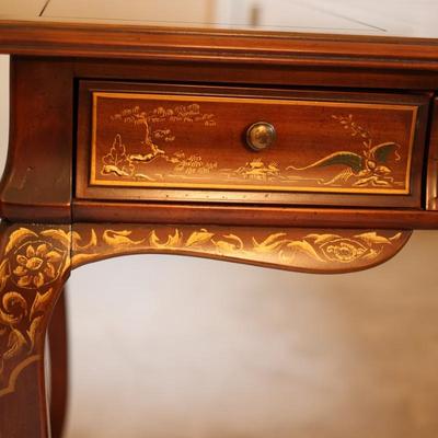 DREXEL Solid Wood Desk Painted Details Leather Top