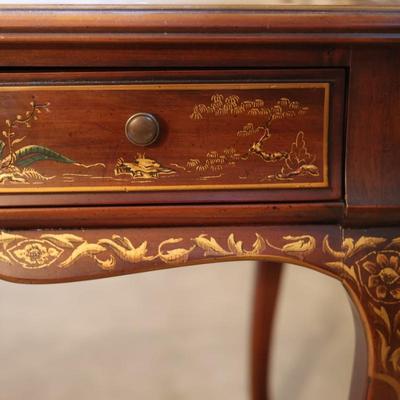 DREXEL Solid Wood Desk Painted Details Leather Top