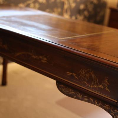 DREXEL Solid Wood Desk Painted Details Leather Top