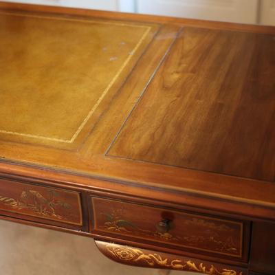 DREXEL Solid Wood Desk Painted Details Leather Top