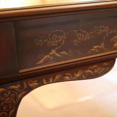 DREXEL Solid Wood Desk Painted Details Leather Top