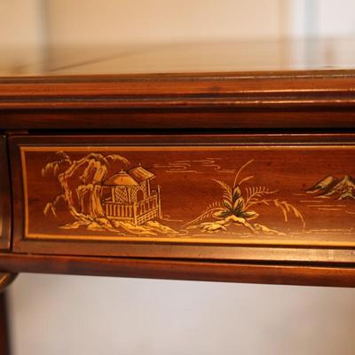 DREXEL Solid Wood Desk Painted Details Leather Top