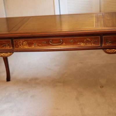 DREXEL Solid Wood Desk Painted Details Leather Top